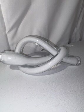 White Ceramic Knot Sculpture - Modern Home Art